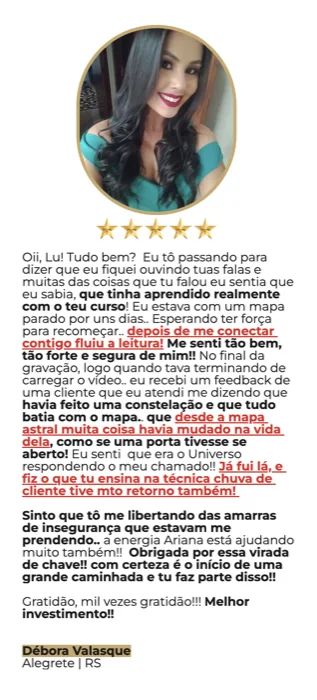 Conversa WhatsApp — resultado aluna Viver de Mapa Astral